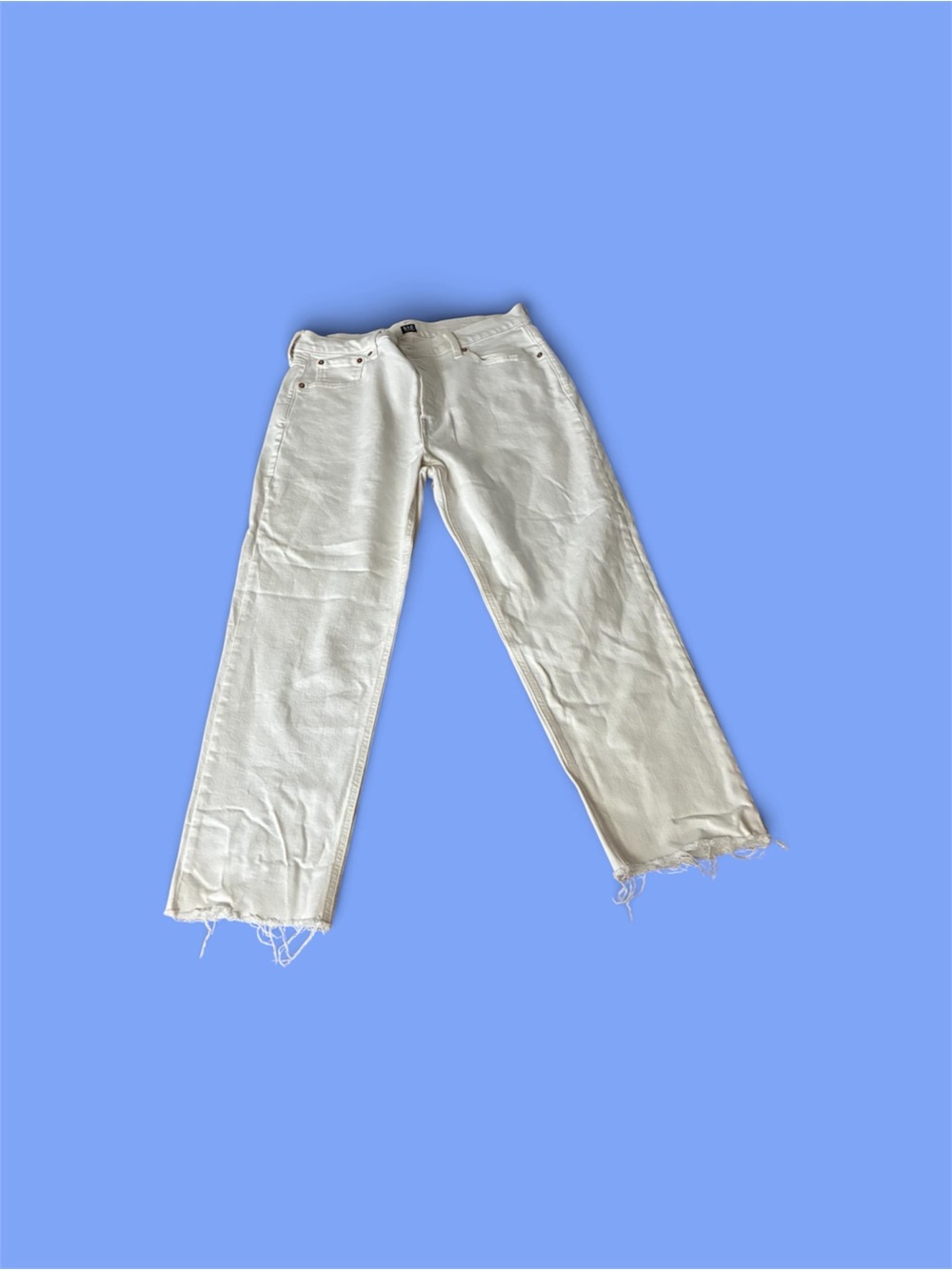 GAP White Men's Straight Jeans with Raw Hem